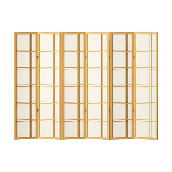 Artiss Room Divider Screen Privacy Wood Dividers Stand 6 Panel Nova Natural - RnR Galore