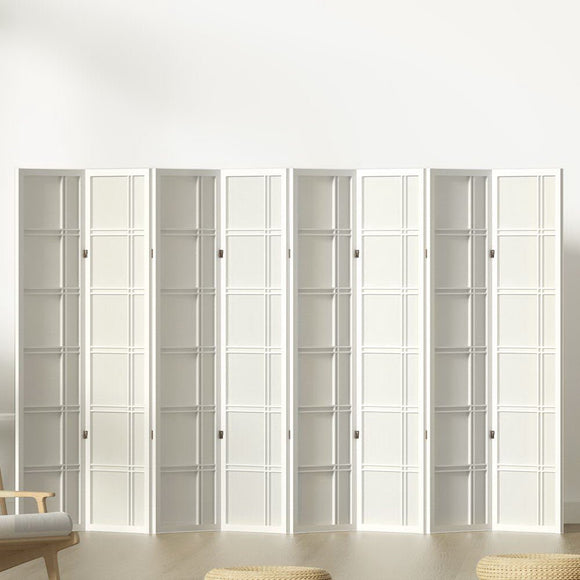 Artiss Room Divider Screen Privacy Wood Dividers Stand 8 Panel Nova White - RnR Galore