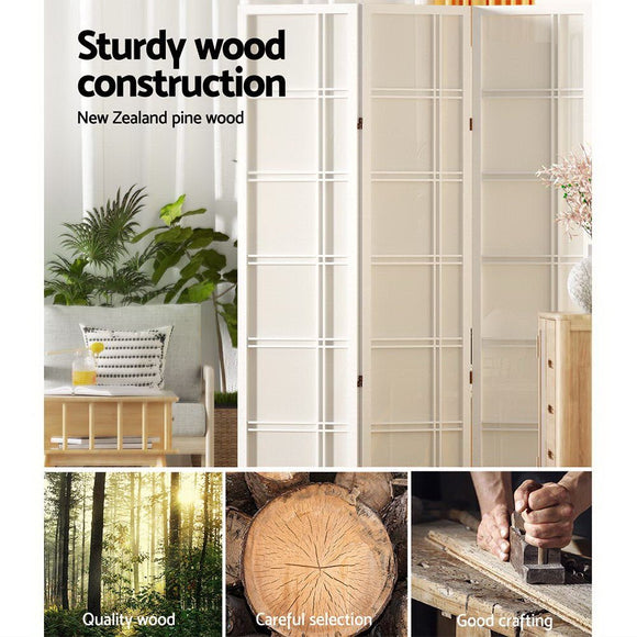Artiss Room Divider Screen Privacy Wood Dividers Stand 8 Panel Nova White - RnR Galore
