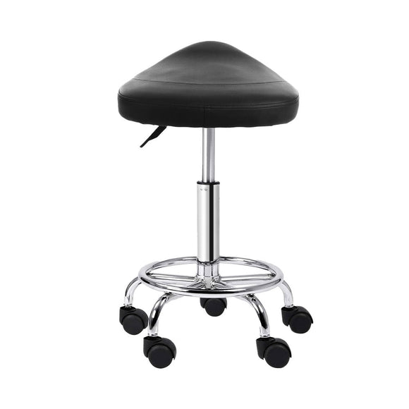 Artiss Salon Stool Saddle Swivel Chair Black - RnR Galore