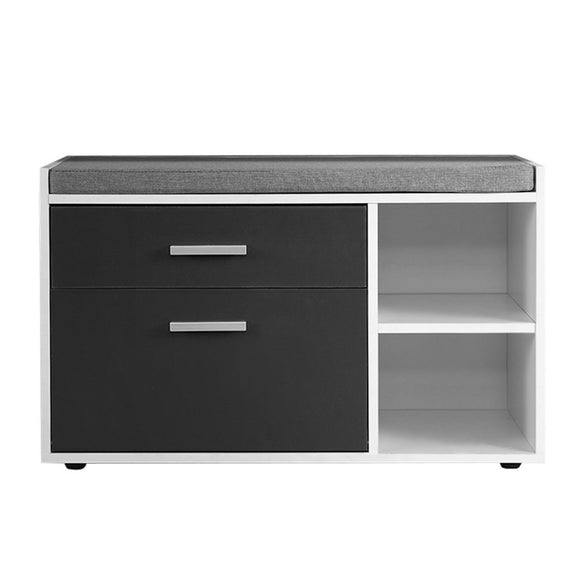 Artiss Shoe Cabinet Bench Shoes Storage Organiser Rack Wooden Cupboard Fabric Seat Adjustable Shelf - RnR Galore