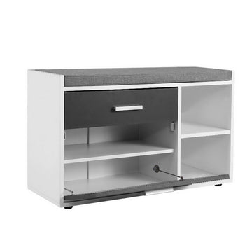 Artiss Shoe Cabinet Bench Shoes Storage Organiser Rack Wooden Cupboard Fabric Seat Adjustable Shelf - RnR Galore
