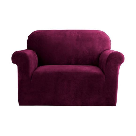 Artiss Sofa Cover Couch Covers 1 Seater Velvet Ruby Red - RnR Galore