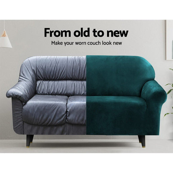 Artiss Sofa Cover Couch Covers 2 Seater Velvet Agate Green - RnR Galore