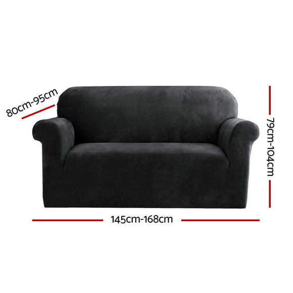 Artiss Sofa Cover Couch Covers 2 Seater Velvet Black - RnR Galore