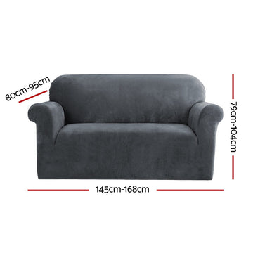Artiss Sofa Cover Couch Covers 2 Seater Velvet Grey - RnR Galore