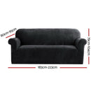 Artiss Sofa Cover Couch Covers 3 Seater Velvet Black - RnR Galore