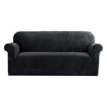 Artiss Sofa Cover Couch Covers 3 Seater Velvet Black - RnR Galore