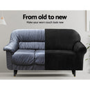 Artiss Sofa Cover Couch Covers 3 Seater Velvet Black - RnR Galore