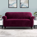 Artiss Sofa Cover Couch Covers 3 Seater Velvet Ruby Red - RnR Galore