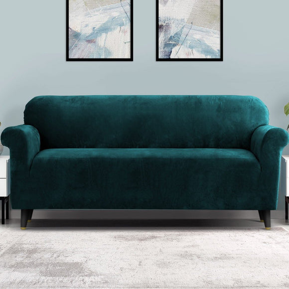 Artiss Sofa Cover Couch Covers 4 Seater Velvet Agate Green - RnR Galore
