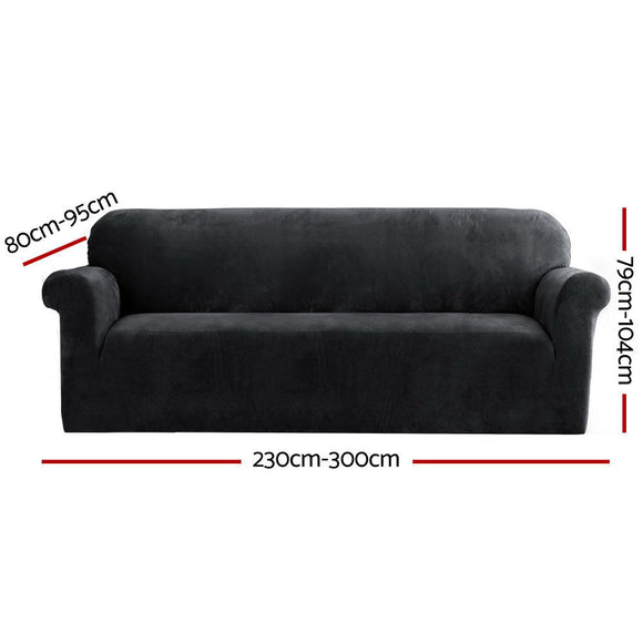Artiss Sofa Cover Couch Covers 4 Seater Velvet Black - RnR Galore