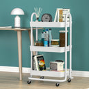 Artiss Storage Trolley Kitchen Cart 3 Tiers Rack Shelf Organiser Wheels White - RnR Galore