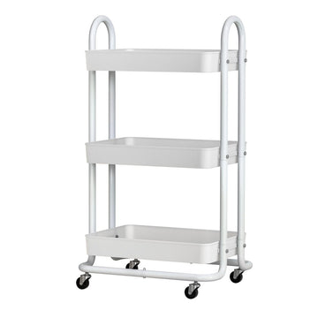 Artiss Storage Trolley Kitchen Cart 3 Tiers Rack Shelf Organiser Wheels White - RnR Galore