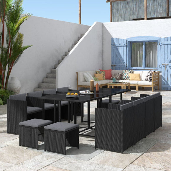 Bali 13PC Outdoor Dining Set - Black - RnR Galore
