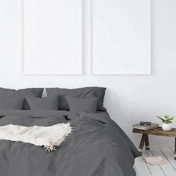 Balmain 1000 Thread Count Hotel Grade Bamboo Cotton Quilt Cover Pillowcases Set - Queen - Pewter - RnR Galore