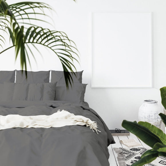 Balmain 1000 Thread Count Hotel Grade Bamboo Cotton Quilt Cover Pillowcases Set - Queen - Pewter - RnR Galore
