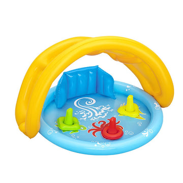 Bestway Kids Pool 115x89x76cm Inflatable Play Swimming Pools w/ Canopy 31L - RnR Galore