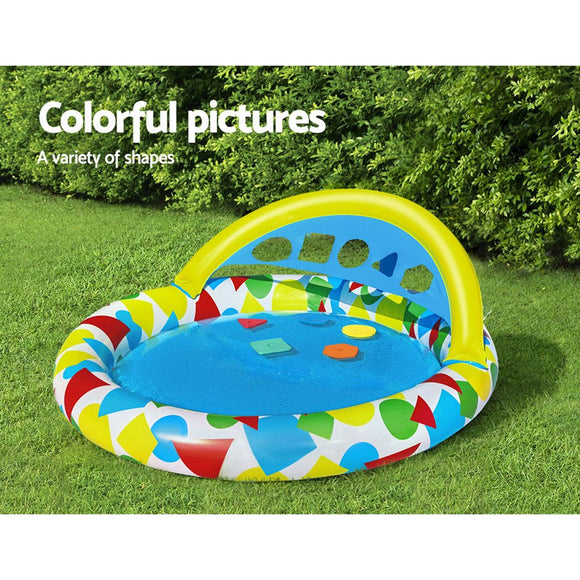 Bestway Kids Pool 120x117x46cm Inflatable Play Swimming Pools w/ Canopy 45L - RnR Galore
