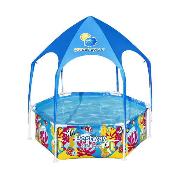 Bestway Kids Pool 183x51cm Steel Frame Swimming Play Pools Canopy 930L - RnR Galore