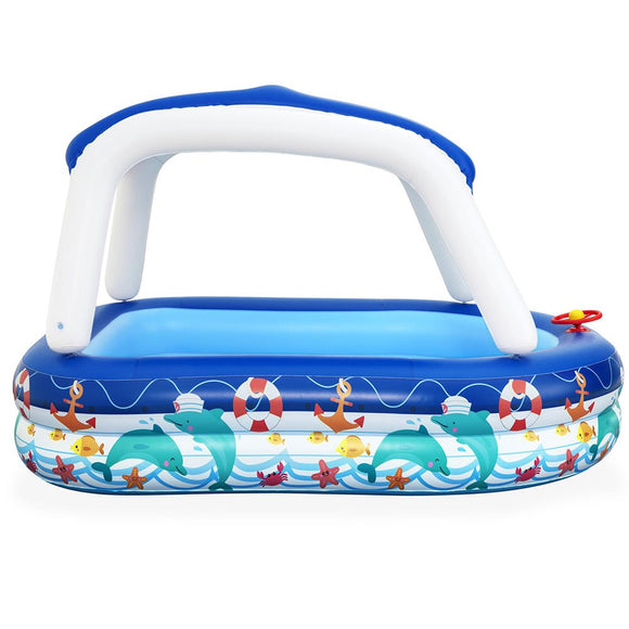 Bestway Kids Pool 213x155x132cm Inflatable Swimming w/ Canopy Play Pools 282L - RnR Galore