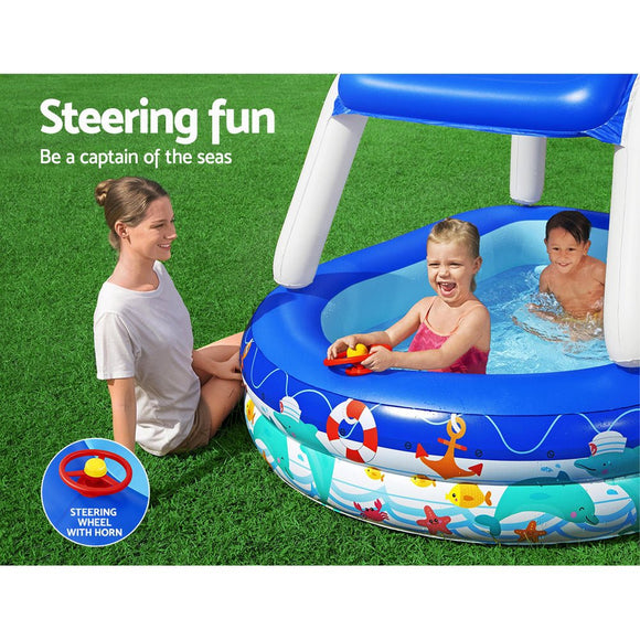Bestway Kids Pool 213x155x132cm Inflatable Swimming w/ Canopy Play Pools 282L - RnR Galore