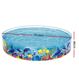 Bestway Kids Pool 244x46cm Round Above Ground Rigid Swimming Pools Undersea 2074L - RnR Galore