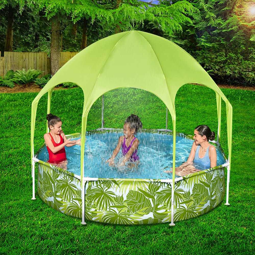 Bestway Kids Pool 244x51cm Steel Frame Swimming Play Pools Canopy 1688L ...