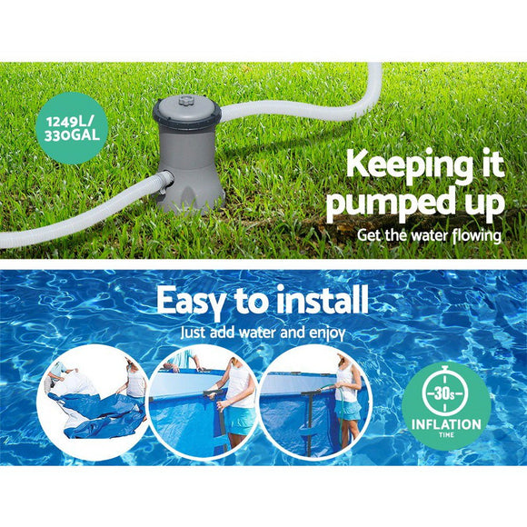 Bestway Swimming Pool 366x76cm Steel Frame Round Above Ground Pools w/ Filter Pump 6473L - RnR Galore