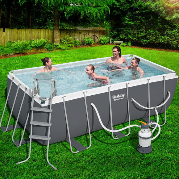 Bestway Swimming Pool 404x201x100cm Steel Frame Above Ground Pools Filter Pump Ladder 6478L - RnR Galore