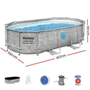 Bestway Swimming Pool 427x250x100cm Steel Frame Above Ground Pools Filter Pump Ladder 7250L - RnR Galore