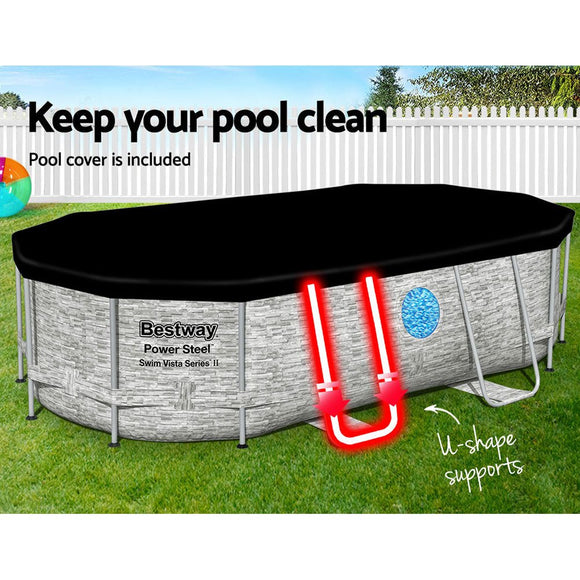 Bestway Swimming Pool 427x250x100cm Steel Frame Above Ground Pools Filter Pump Ladder 7250L - RnR Galore