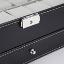 Black Leather Watch Box Jewelry Display Case with Drawers (12 Slots with 2 Layers) - RnR Galore