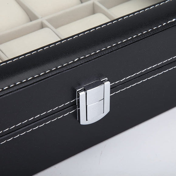 Black PU Leather Watch Organizer Display Storage Box Cases for Men & Women (10 slots) - RnR Galore