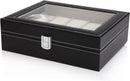 Black PU Leather Watch Organizer Display Storage Box Cases for Men & Women (10 slots) - RnR Galore