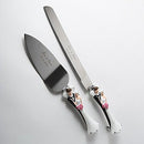 Bride Groom Cake Server Set Wedding Cake Knife and Silver Blade Server Set Boxed - Bride Groom Handles - RnR Galore