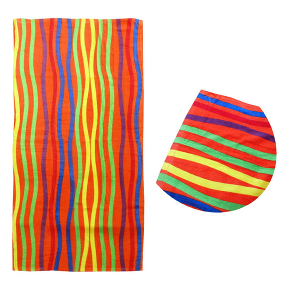 Bright Stripes Cotton Velour Printed Beach Towel - RnR Galore