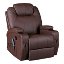 Brown Massage Sofa Chair Recliner 360 Degree Swivel PU Leather Lounge 8 Point Heated - RnR Galore