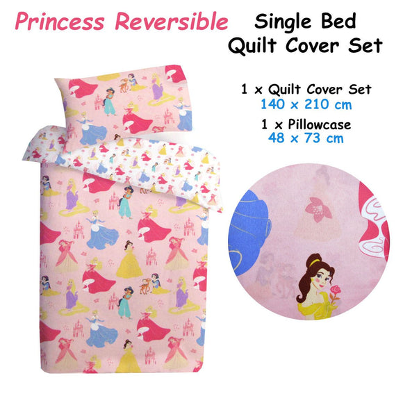 Caprice Disney Princess Reversible Licensed Quilt Cover Set Single - RnR Galore