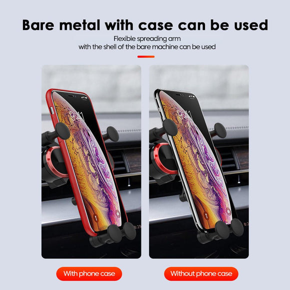 Car Phone Holder Metal Gravity 360 Universal Rotation Ball Air Vent Cellphone Stand(Dark Grey) - RnR Galore