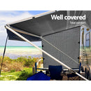 Caravan Privacy Screen Roll Out Awning 1.95 x 2.2M Sun Shade End Wall Side Grey - RnR Galore