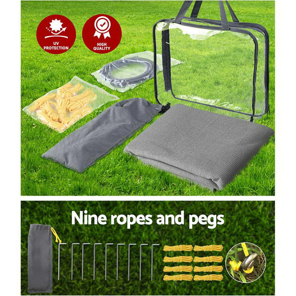 Caravan Privacy Screen Roll Out Awning 3.4x1.95M End Wall Side Sun Shade Grey - RnR Galore