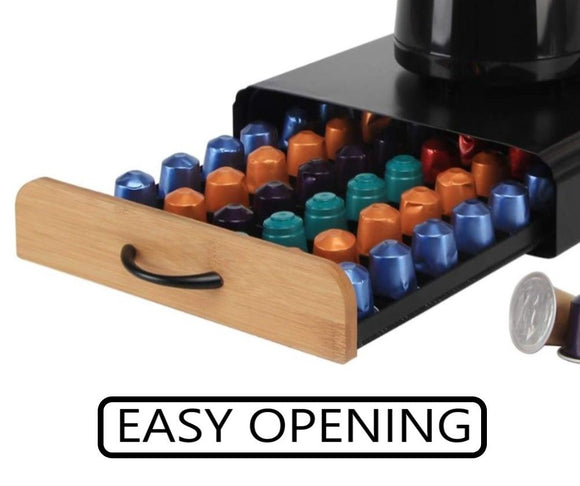 CARLA HOME Coffee Pods Holder Storage Drawer Compatible with 60 Nespresso Pods for Kitchen Storage & Organisation (Natural) - RnR Galore