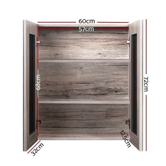 Cefito Bathroom Mirror Cabinet 600x720mm Oak - RnR Galore