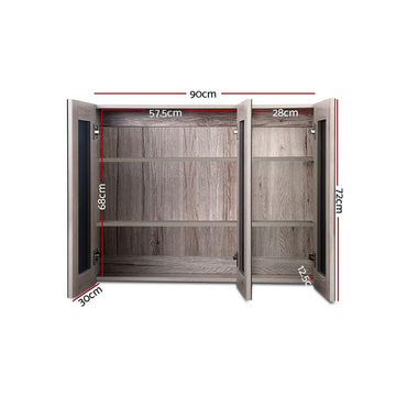 Cefito Bathroom Mirror Cabinet 900x720mm Oak - RnR Galore