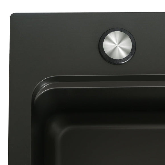 Cefito Kitchen Sink 75X45CM Stainless Steel Basin Single Bowl Drain Part Black - RnR Galore