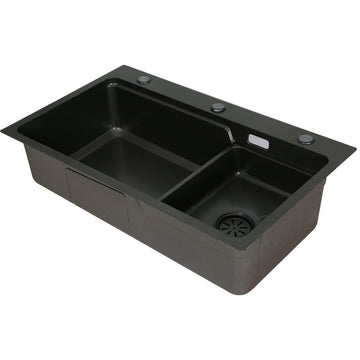 Cefito Kitchen Sink 75X45CM Stainless Steel Basin Single Bowl Drain Part Black - RnR Galore
