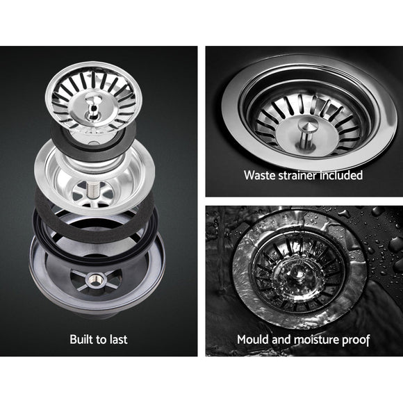 Cefito Stone Kitchen Sink 860X500MM Granite Under/Topmount Basin Bowl Laundry Black - RnR Galore