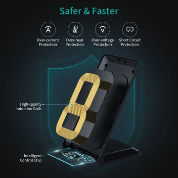 CHOETECH MIX00093 Fast Wireless Charging Stand 10W Qi - Certified T524S 2 - Pack - RnR Galore