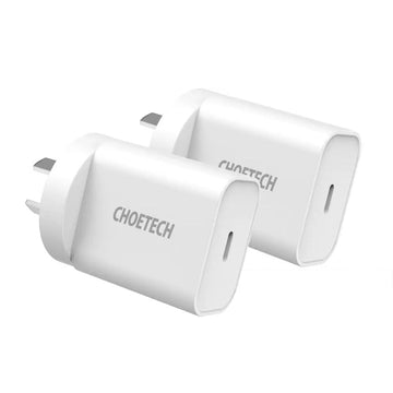 CHOETECH MIX00109 USB - C PD 20W AC Charger Adapter 2 - Pack White - RnR Galore